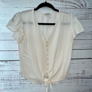 Elegant Off White Button-Down Women's Top